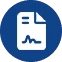 A blue and white icon of an electronic document.